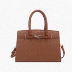 Textured Lock Detail Handbag